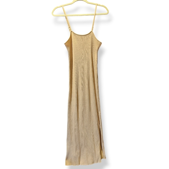 NEW Double Zero Ribbed Knit Nude Spaghetti Strap Midi Dress size Lovely Large - Picture 2 of 6